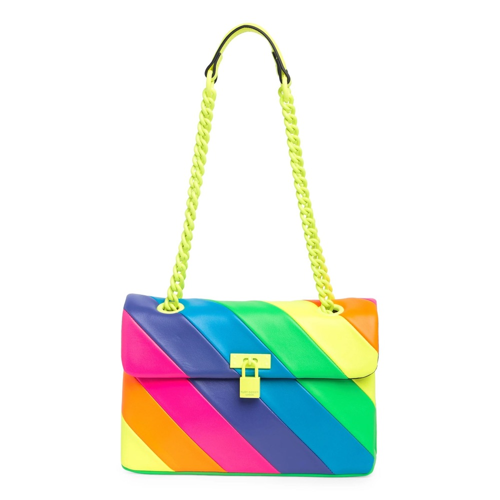 Kurt Geiger Brixton Lock Bag Rainbow Leather Medium New With Tags